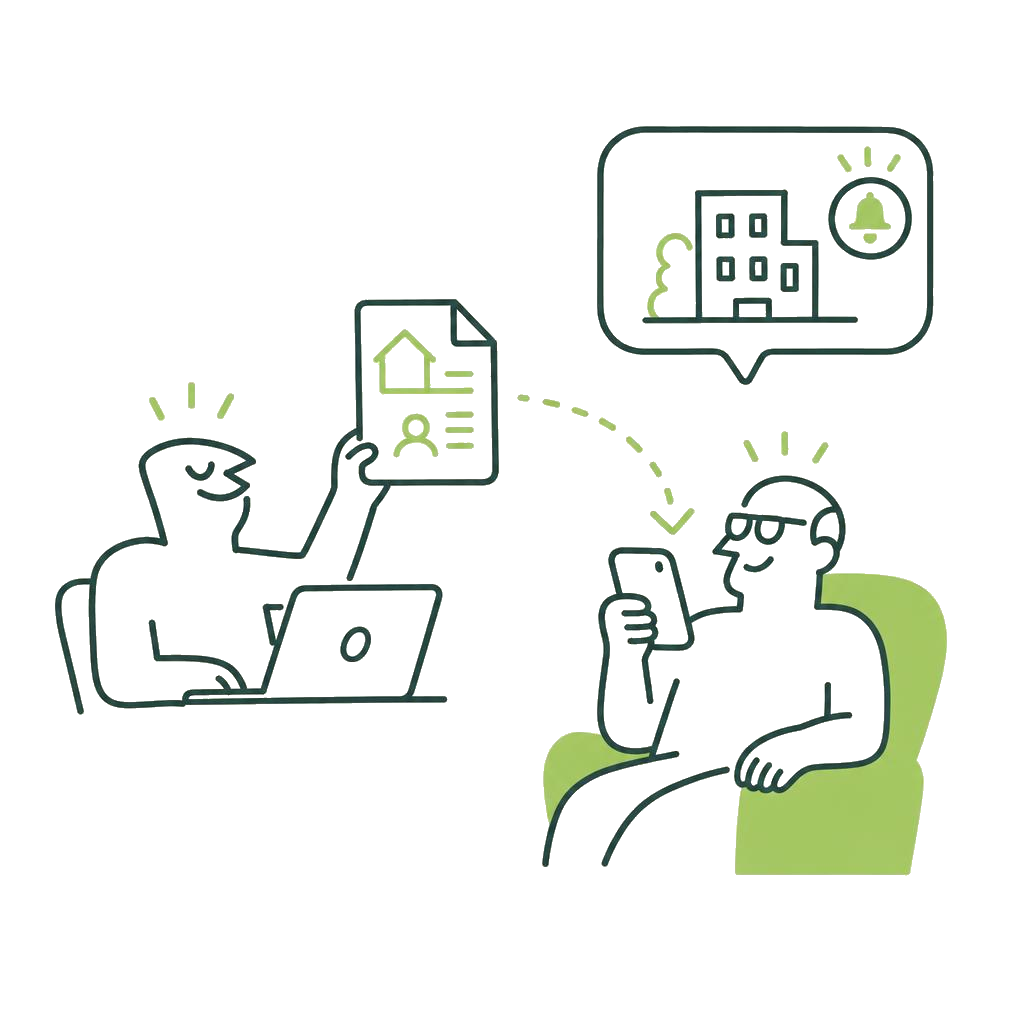 Agent sharing an applicant report with a property owner on their phone