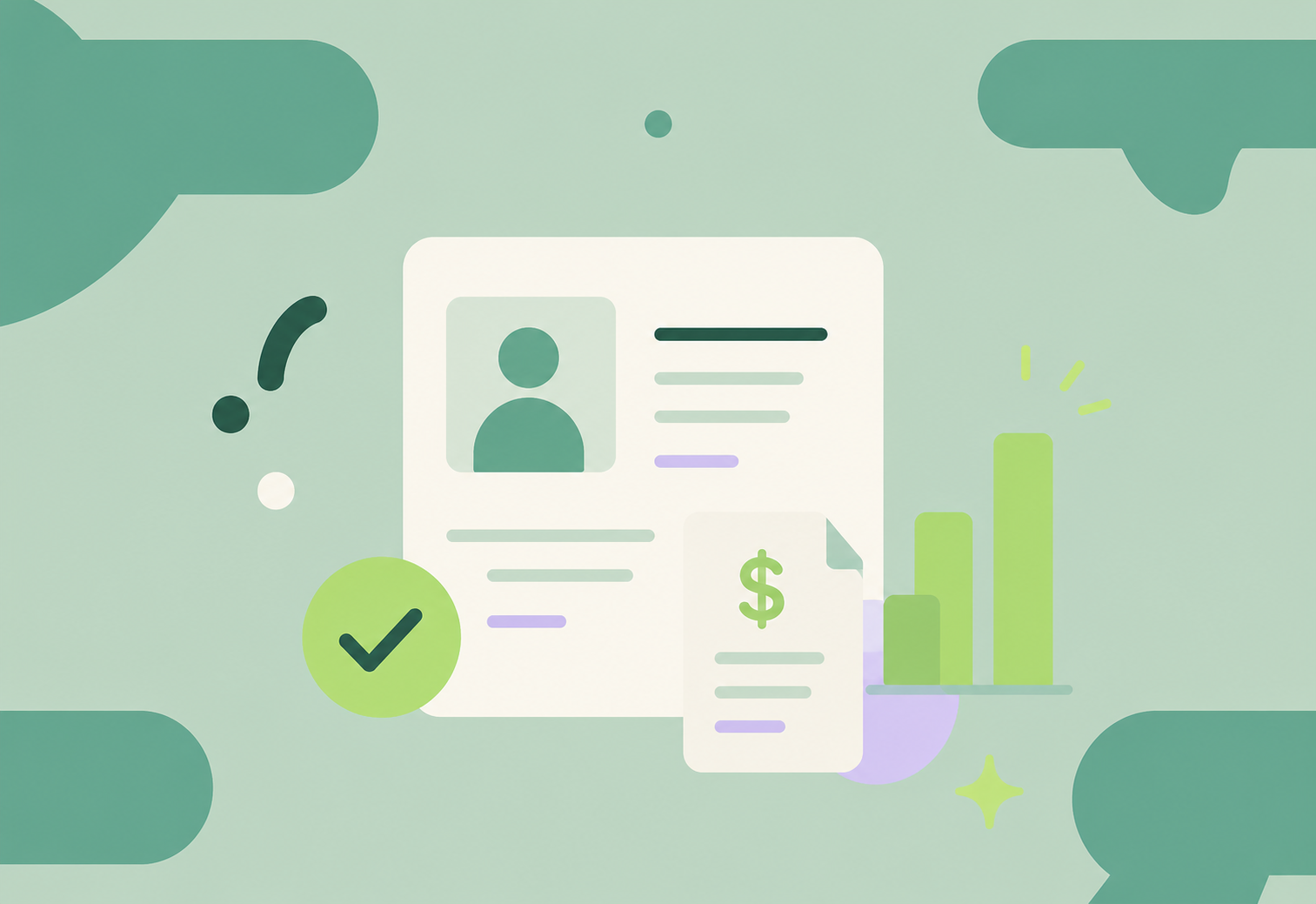 Illustration of income verification with a rising bar chart